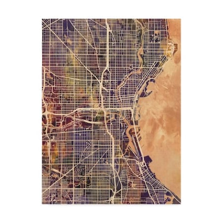 Michael Tompsett 'Milwaukee Wisconsin City Map Ii' Canvas Art,35x47